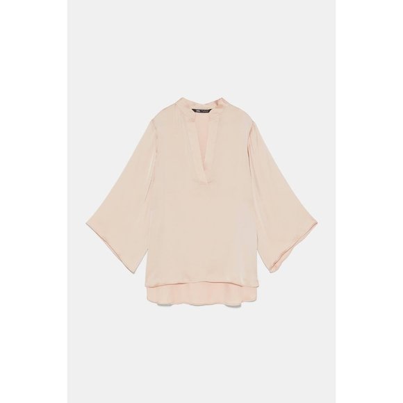 Zara Nude Pink Silky Blouse - Picture 7 of 7